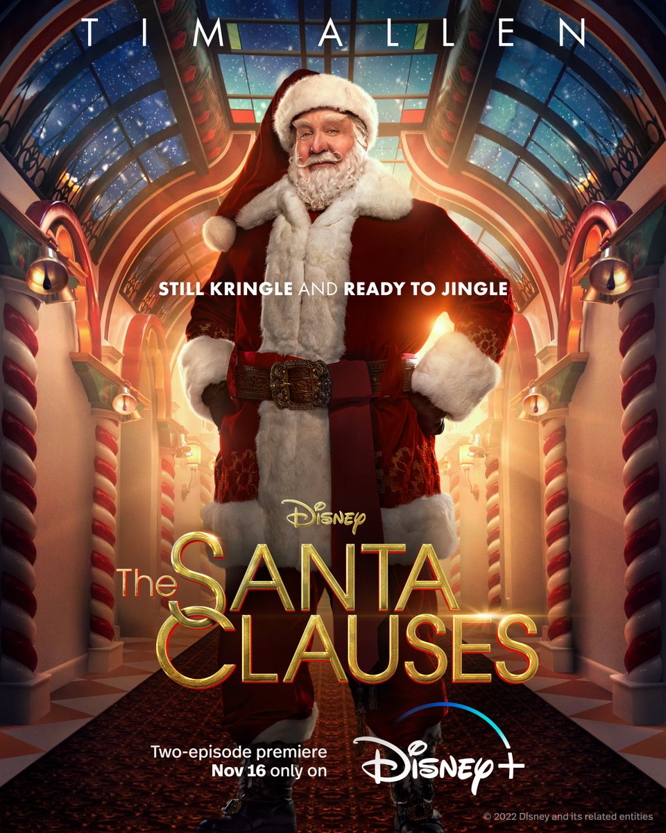Disney's tweet photo. @DisneyPlus The most wonderful time of the year is on its way. #TheSantaClauses is streaming November 16, only on @DisneyPlus! #D23Expo https://t.co/444vnn7Pk2