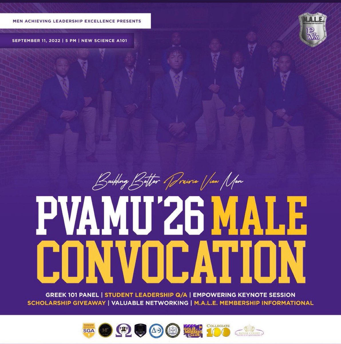 Men Achieving Leadership Excellence has built better Prairie View men since 2014.

Tomorrow, the males of #PV26 will get all of the tools needed to achieve Leadership Excellence. 💼

Don’t miss the most impactful event of the semester!

5 PM | New Science A101 📍

#MALEisHERE🛡