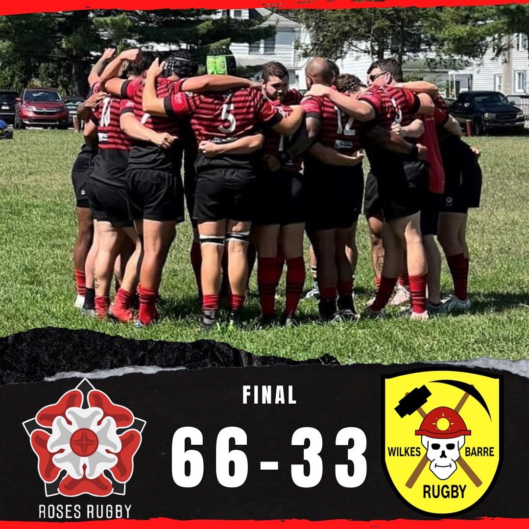 Roses_Rugby's tweet photo. The Roses were victorious over Wilkes Barre 66-33. It was a great start to the season! Our @wackerbrewingco Man of the Match is Paulie Somerville! He was 9/9 on conversion, was 1/1 on penalty kicks, and scored 2 tries! #RosesRugby https://t.co/0CaY0ItY7n