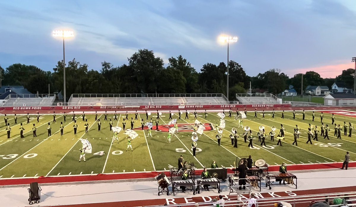 DrJaysonSnyder's tweet photo. The Marching Raiders performed at Goshen tonight and they were awesome! @NHSRaiderBands https://t.co/CjgAlauweu