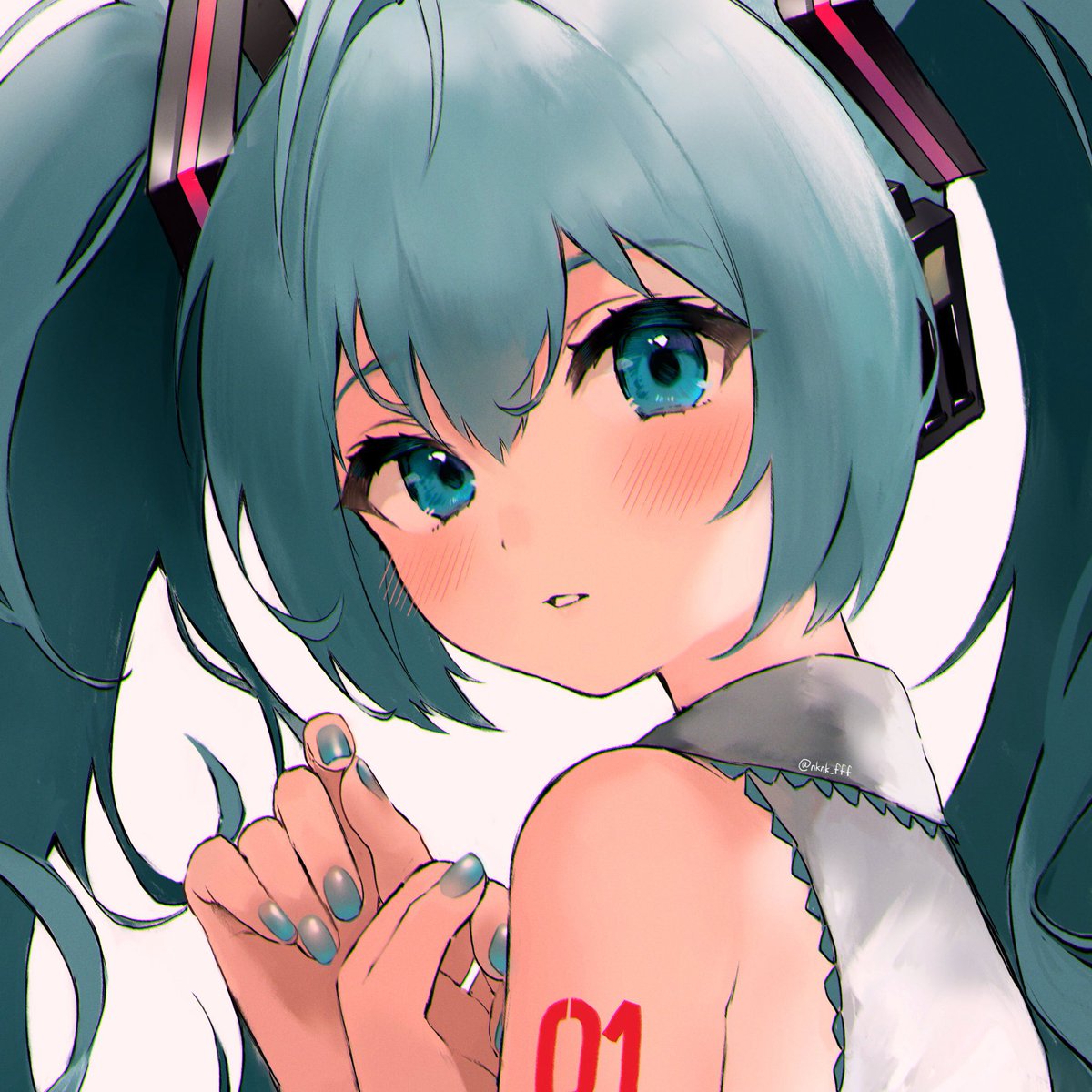 初音ミク 「フリーアイコンお待たせしました〜!!・加工は一切禁止させていただきます・使用する」|たなぬきのイラスト