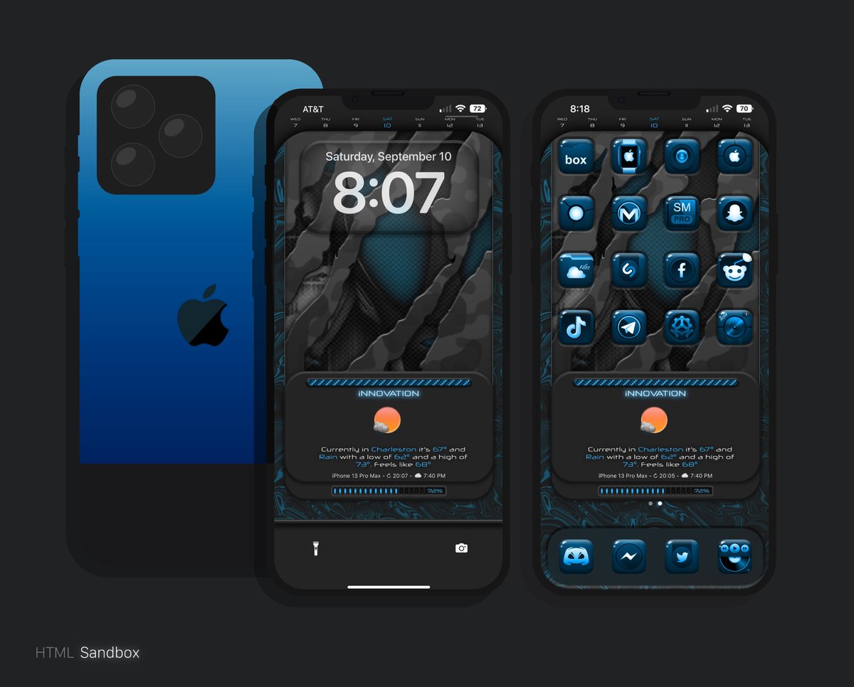 Dazednconfuzed4's tweet photo. Tonight’s setup……
#HTMLSandbox by @thewaytozion
Weather icons and mock-up by @Attairdu57slm #Eesome icons by @bulldog5278 modded color by me. AE by @FAlhmma Wallpaper by @C1NY Battery meter by @dringe999
#iNNOVATION #iOS16 #nojailbreak https://t.co/sW8EZRYz8s