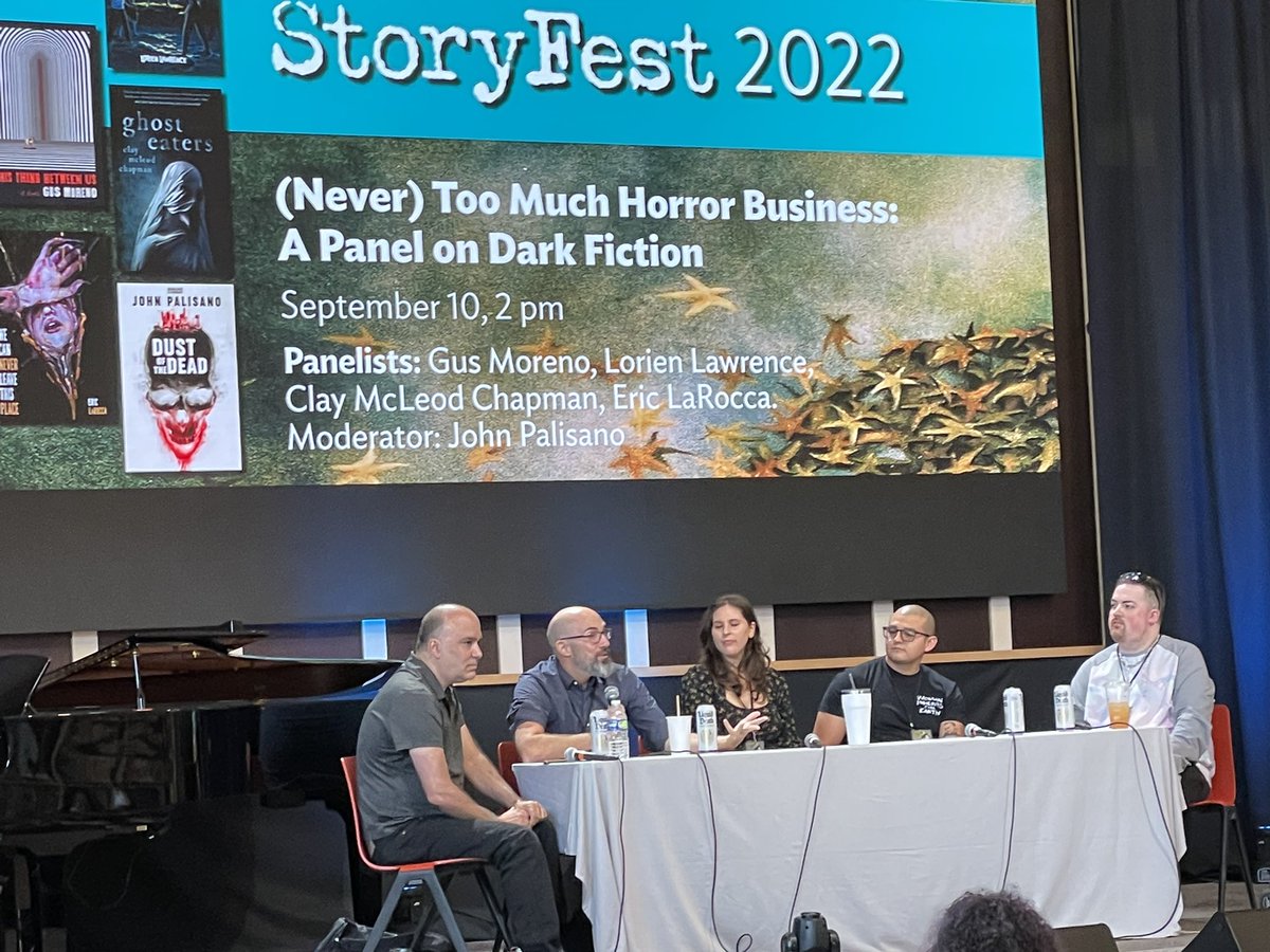 This was a fun panel at <a href="/WestportLibrary/">Westport Library</a> StoryFest. Moderated by <a href="/johnpalisano/">John Palisano</a>. #horror #HWA