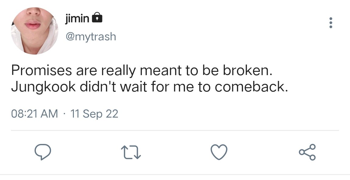 JEONK00K13's tweet photo. — ❥⁠ Someone Like You 

     a #jikook au where in j/m came back after fulfilling his dream abroad, but he didn't expected that his lover j/k, got married and build his own family. https://t.co/NNjmJgL3og
