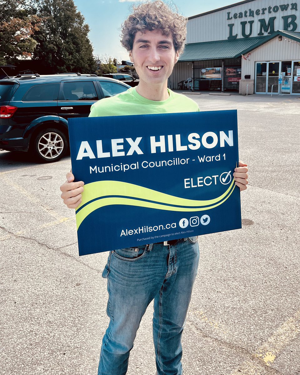 Very excited my election signs are ready! Thank you to those who have asked for them. My team and I will be coming around tomorrow to put them up. If you have not requested one and would like one please let me know! or fill out the Get Involved section on alexhilson.ca