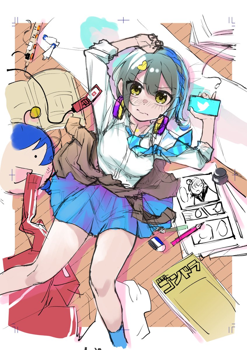 「妹が推しすぎる!」1巻 表紙メイキング
(ラフ→下書き&amp;カラーラフ→ペン入れ→完成) 