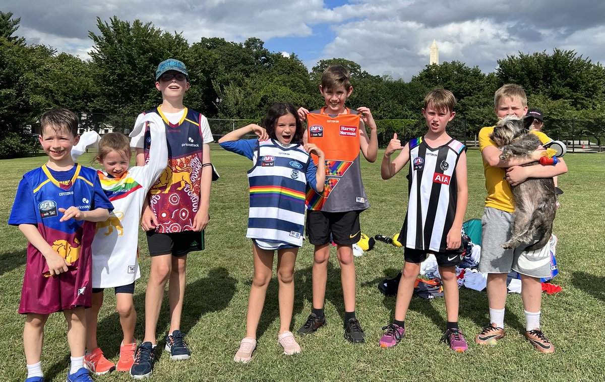 Thanks to all the kids who came out, to the <a href="/DCEaglesFC/">DC Eagles Australian Football Club</a> for hosting the <a href="/WashJuniorFooty/">Washington Juniors</a> and for friends back home who do aged these awesome <a href="/aflwomens/">AFL Women's</a> guernseys!!