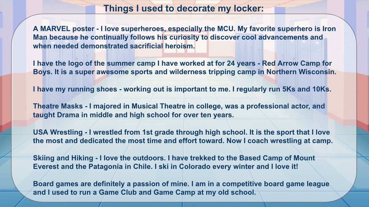 Excited to see how my 7th graders will decorate their virtual lockers - a great resource from #emc2learning to help teachers find out more about students and offer students a fun way to share meaningful insight into what makes them unique. #UnlockPDL #EDUtwitter #edtech #SELinEDU