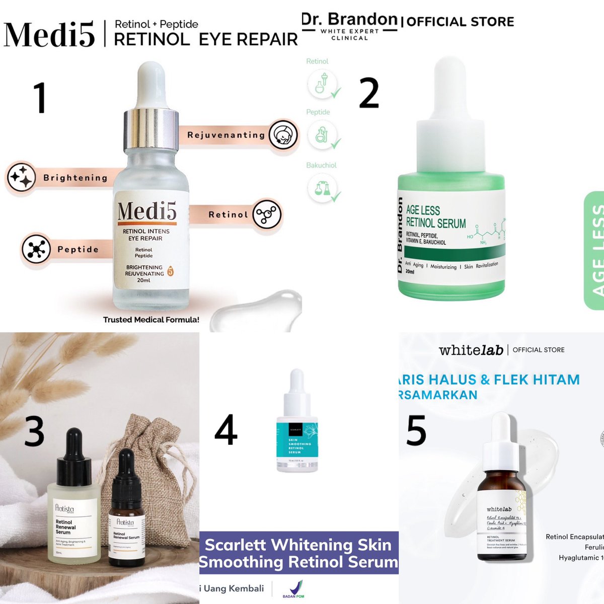 ———Part 1———

Rekomendasi ✨Retinol Under 100k✨

1. shope.ee/AUIKDkkCX2 (Rp76.590) 
2. shope.ee/7zazFsFojB (Rp42.600) 
3. shope.ee/2fZSu8YR6n (Rp67.500) 
4. shope.ee/2AdCJI3JdQ (Rp57.000)
5. shope.ee/7Ueifkt3Sa (Rp99.900)

#racunshopee #racunskincare