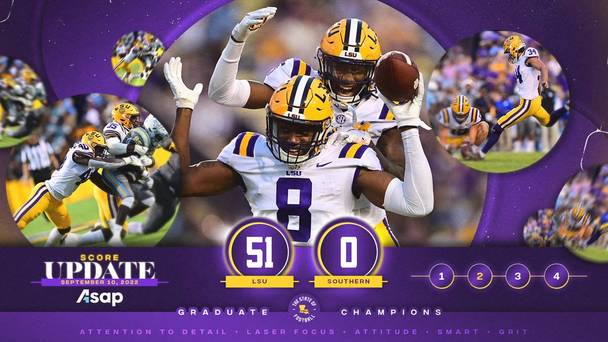 LSUfootball's tweet photo. Halftime in Baton Rouge https://t.co/IsvG92d0Gf