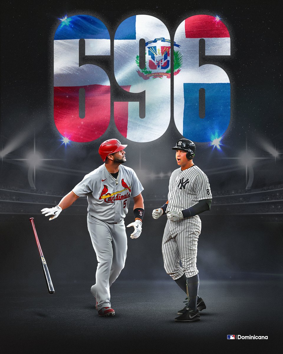 MLBDominicana's tweet photo. ¡HISTÓRICO! ¡696 JONRONES! 

Albert Pujols empata a Alex Rodríguez en la 4ta posición entre los bateadores con más jonrones conectados en la historia de Las Mayores. https://t.co/j3QOb7Jrtp
