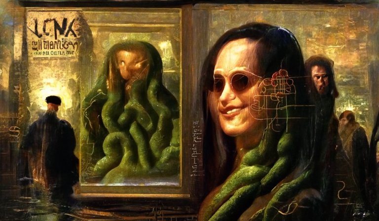 deejaystipe's tweet photo. This is what @get_starryai did for "Matrix Mona Lisa". https://t.co/iDnkFLk7Ym