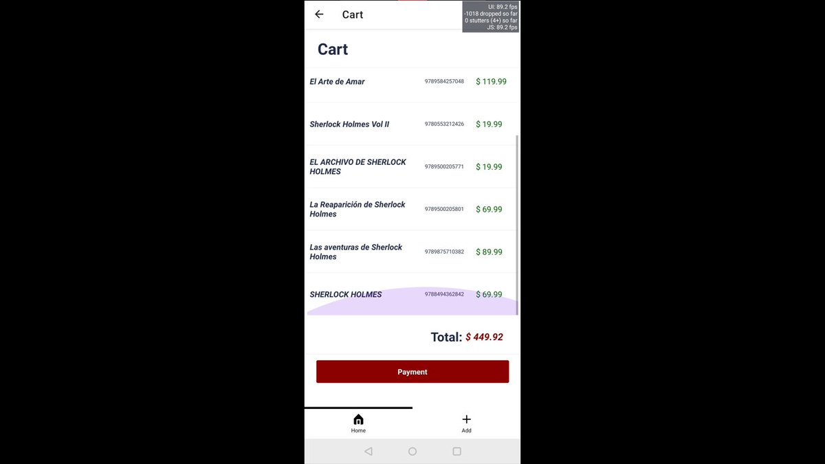 da8ah_tiber's tweet photo. Day 94/100: CartScreen done.
Presentando la lista de libros que se van a adquirir más su precio total correspondiente.
#100DaysOfCode #ReactNative #Typescript #Expo #UIKitten #MVVM https://t.co/QKYkp8QwYE