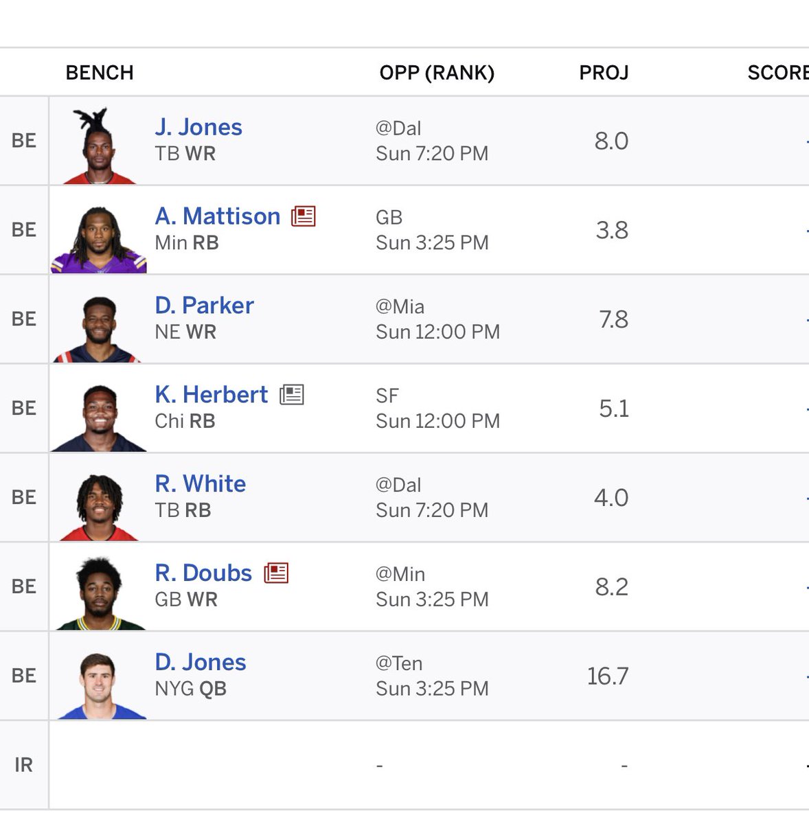 pwolner's tweet photo. @Fitz_FF Here’s my bench. Is there any one on here you would swap out for Zay Jones? https://t.co/7r0kZRruqR