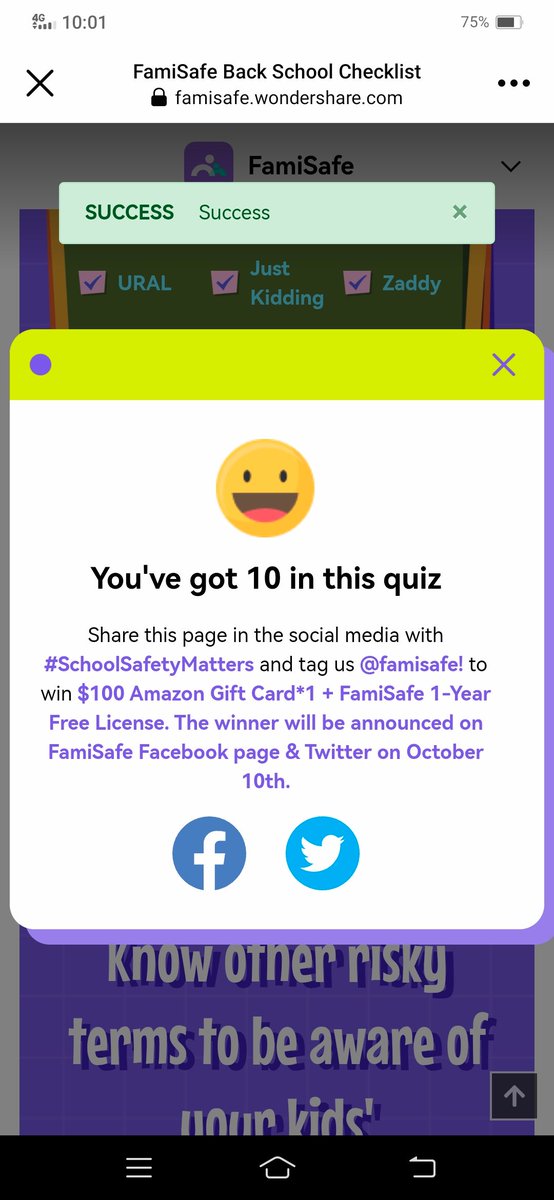 JhetConcepcion's tweet photo. #famisafe #SchoolSafetyMatters @famisafe I've got a 10 in the quiz of risky terms for kids at school.  Try it too!   https://t.co/OmKqZP5If1 https://t.co/k0t3uEBbQX