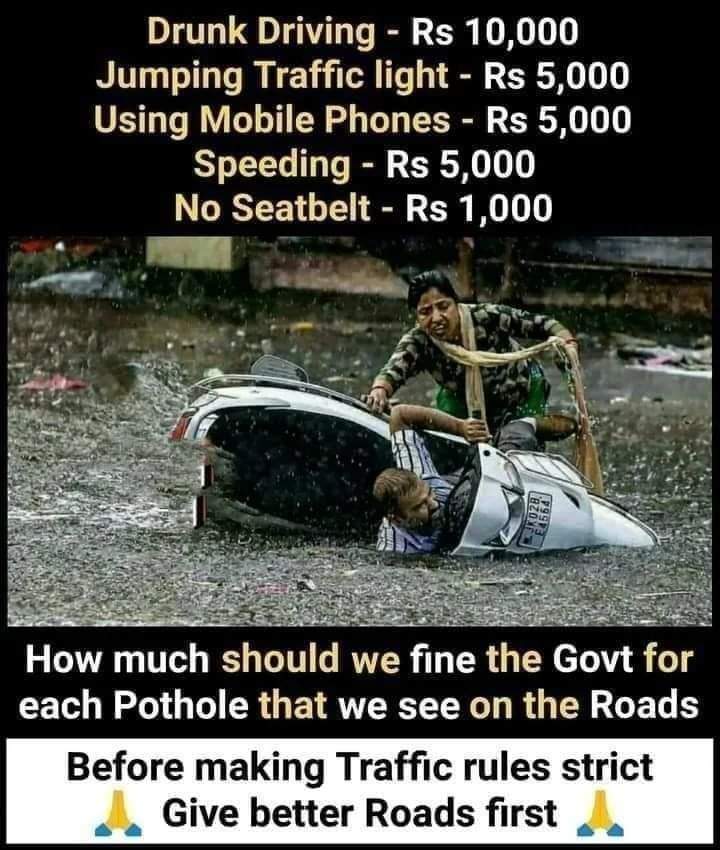 GabaTanuj's tweet photo. @nitin_gadkari @akshaykumar @nitin_gadkari @narendramodi JI all rules are meant for public safety but when it comes to Govt responsibility then Noone is responsible. If you need proof then let me show you so many highways wherein Potholes are there immediately after toll plaza.
#Corruptionatitsbest https://t.co/QEXhfxSW1h