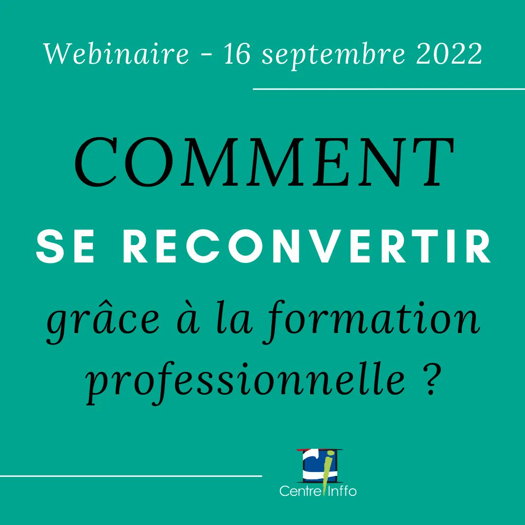 centreinffo's tweet photo. [📽 Webinaire] Inscrivez-vous à notre prochain webinaire, en partenariat avec @webikeofrance, qui proposera un panorama sur les différents dispositifs de la #reconversion professionnelle 👇
https://t.co/iJ7CWovKsk  cc 

🗓 RDV le 16 septembre prochain de 9h30 à 10h15

#Formpro https://t.co/7OjbBJ3yWu