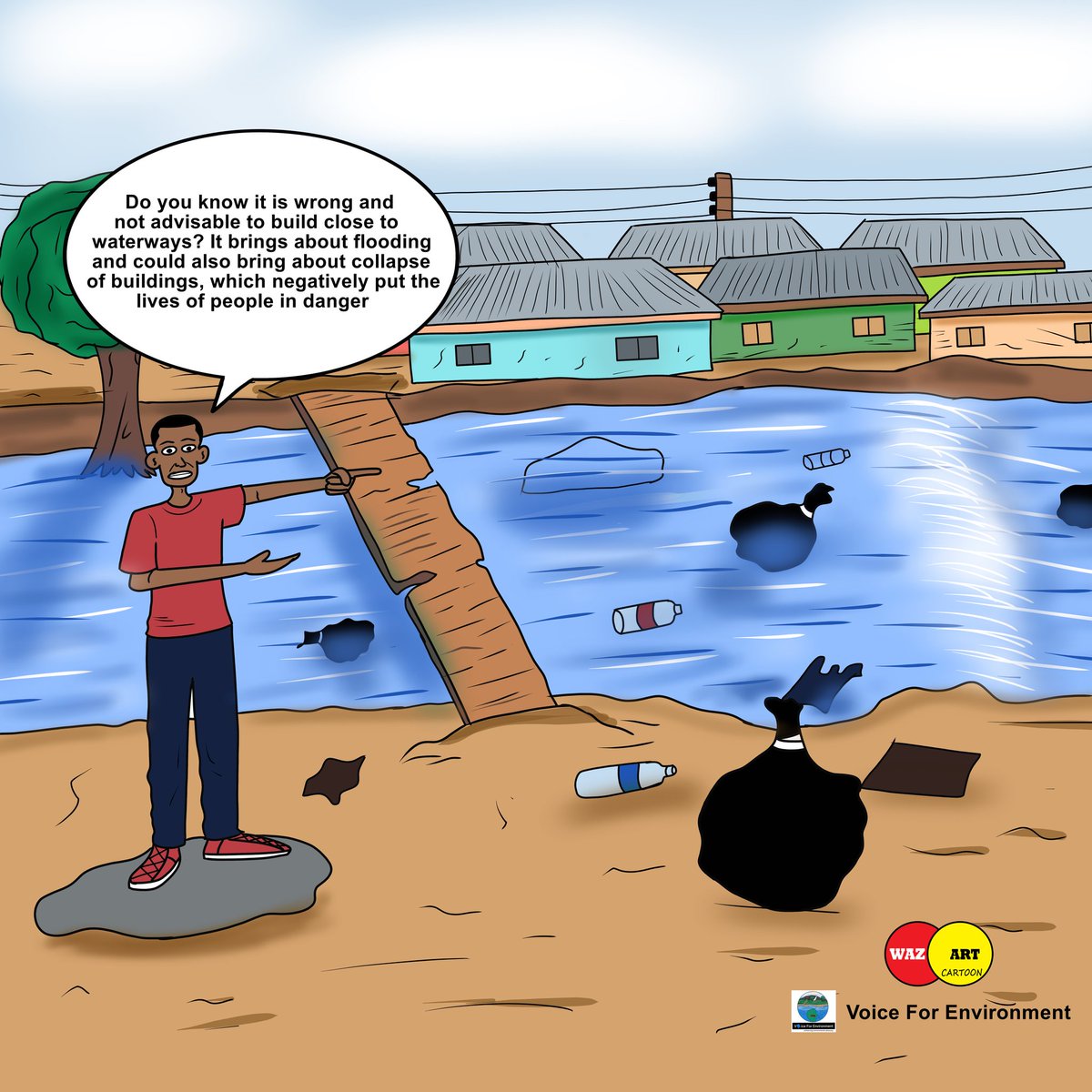 wazman_graphics's tweet photo. My new illustration on building close to water pathway. Building close to waterways brings about negativity and not positivity.
#environmentart #environmentartist #environmentartists #environmentartwork #environmentcartoons #environment https://t.co/zcpNaIgtgw