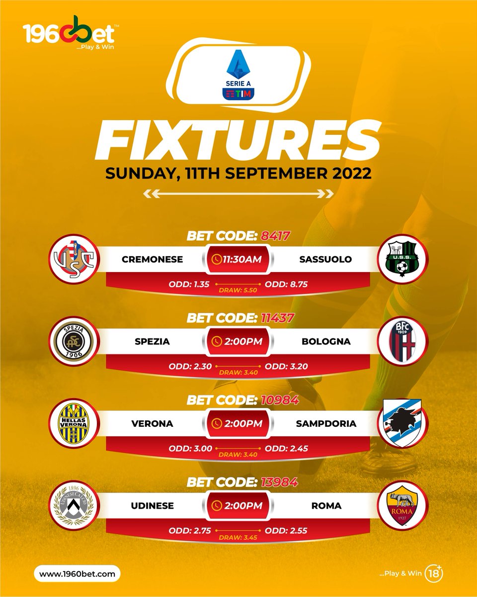 1960BetSupport's tweet photo. #FOOTBALL🏆⚽

#Sundayfixtures

BET NOW on https://t.co/6yYHPke8Ll
MOBILE APP ALSO AVAILABLE
Mobile App Down 👇
https://t.co/yWrnd56Bs6
Play Responsibly 🔞

#playandwin #1960Bet #LaLiga #SerieA #Ligue1 #Superlig #football #sports #odds #fixtures https://t.co/ilMXeB7MWZ