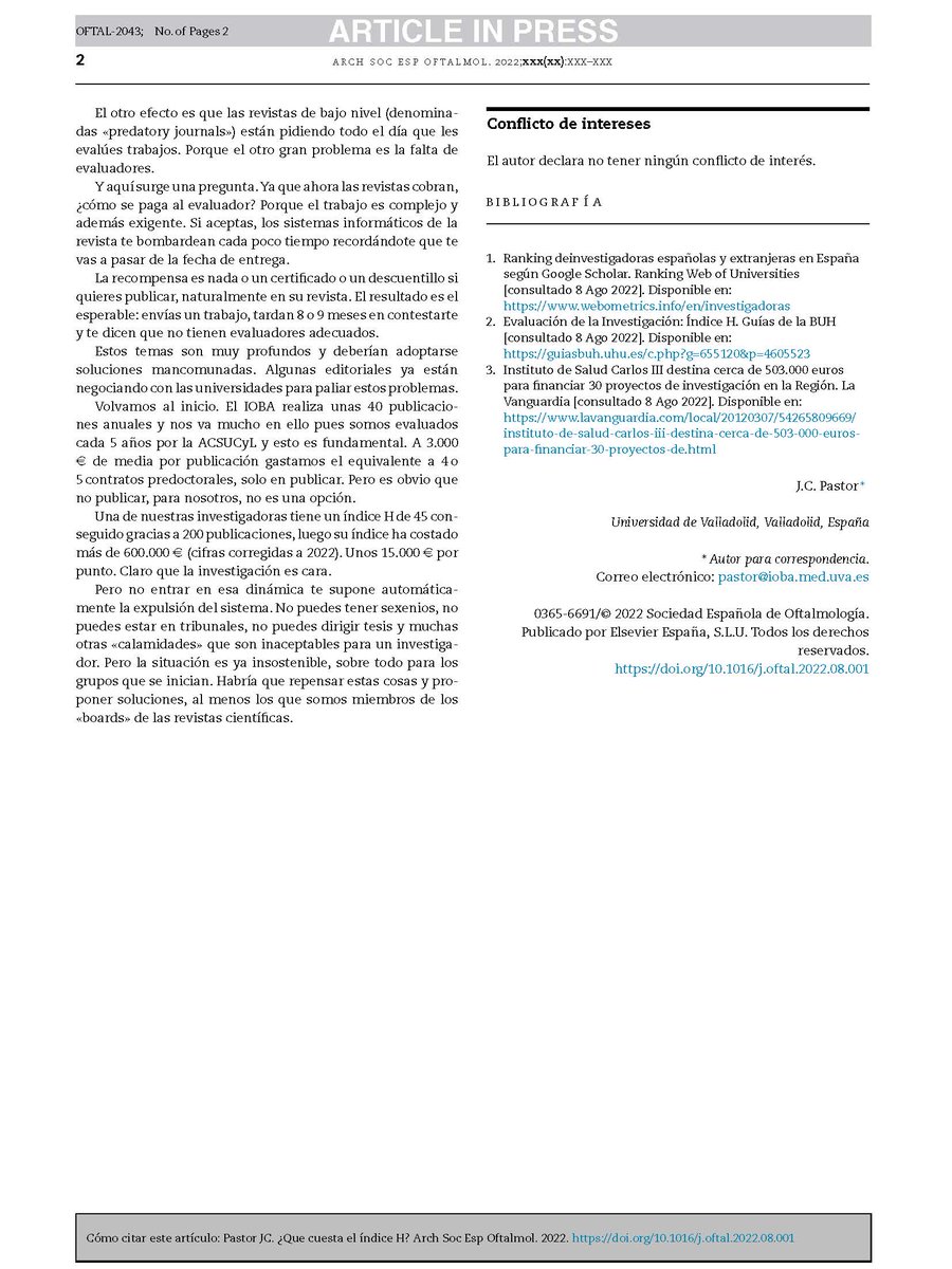 jcpastorj's tweet photo. Acaban de aceptar un editorial mío sobre el "negocio" que tienen las editoriales de revistas científicas can la necesidad que se ha creado de "publicar". Este tema debería ser abordado seriamente ya que los grupos noveles no pueden afrontar esos gastos.
https://t.co/eZhPjxzh4U https://t.co/0IJuLKb0F7