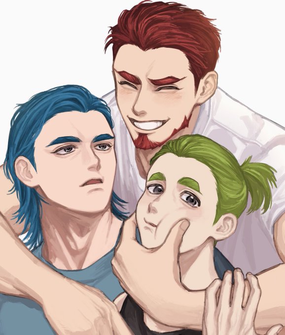 「cheek squash multiple boys」 illustration images(Latest)