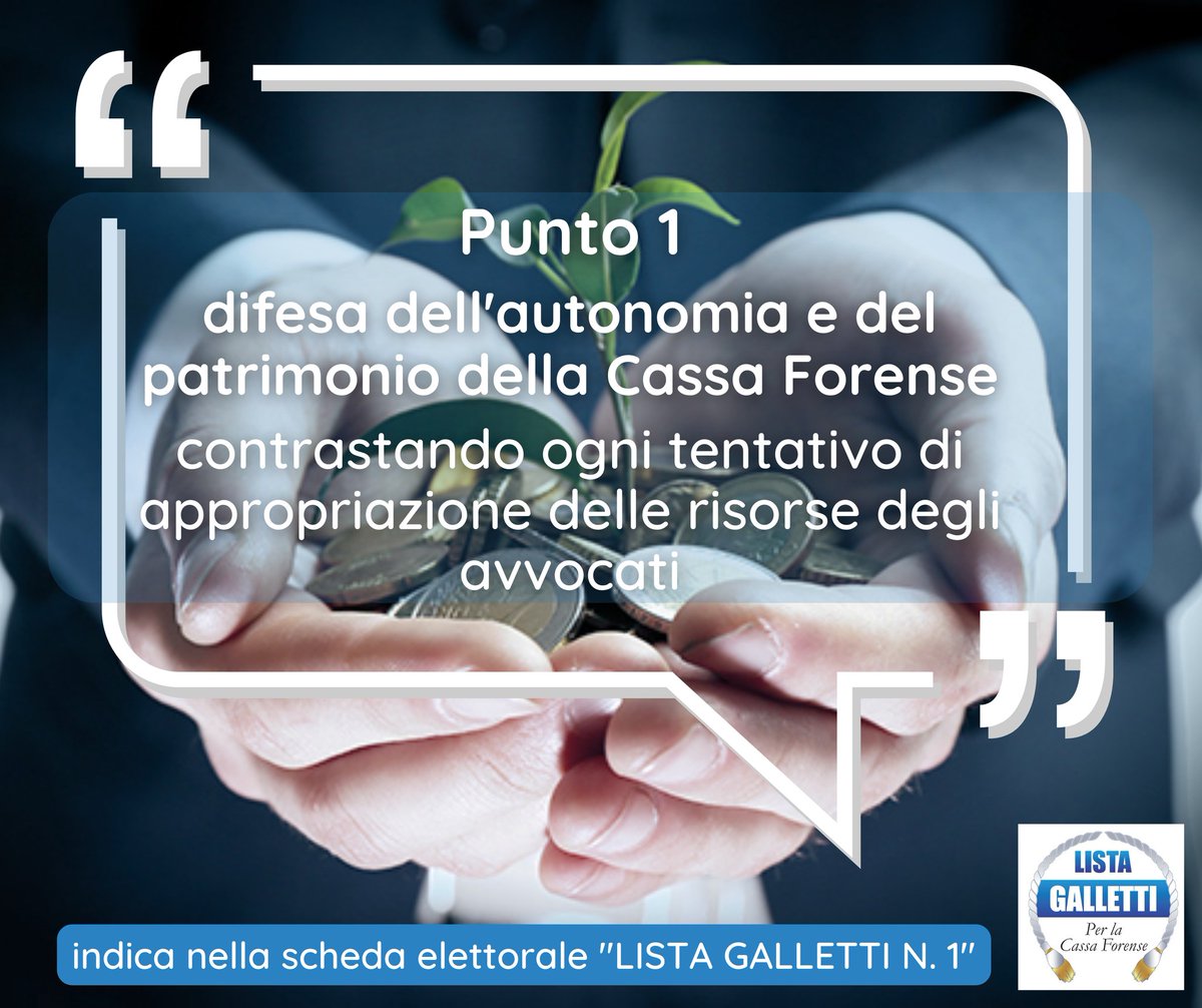 PaolaVitaletti's tweet photo. Il #programmaelettorale #puntoXpunto i buoni motivi per votare Lista Galletti n. 1 alle prossime elezioni per il rinnovamento del Comitato dei Delegati della #cassaforense.
Si vota dal 26 al 30 settembre #prenderenota https://t.co/FfBEJqpZul