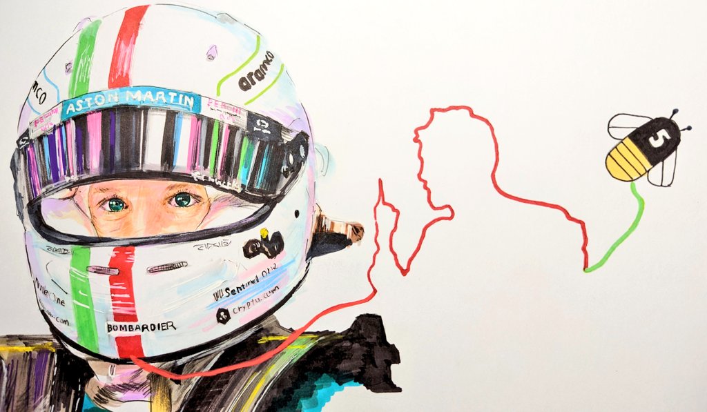hoo24040's tweet photo. SEBtembeer☝🐝🇮🇹
@AstonMartinF1
painter·Hoo🎨
#SV5 #VET5 #sebastianvettel #AstonMartin #astonmartinf1 #AMR22 #IAMF1 #f1art #f1drawing #seb5 #vettel #F1 #weraceasone #changetheworld #painting #illustration #ベッテル #italiangp #IAMCREATIVITY #savethebees #SEBtember https://t.co/1nKG430aef