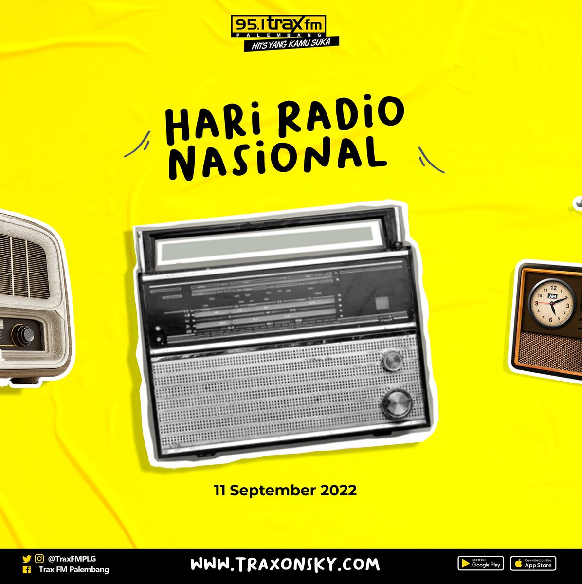 Selamat Hari Radio Nasional 2022!

Dengerin Trax FM Palembang selain di 95.1 FM, bisa juga di aplikasi Trax yang didownload di playstore dan appstore, atau bisa di traxonsky.com 📻