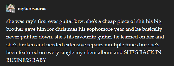 placeafterthis's tweet image. reposting it here so you can understand the GRAVITY of how important his session guitar is