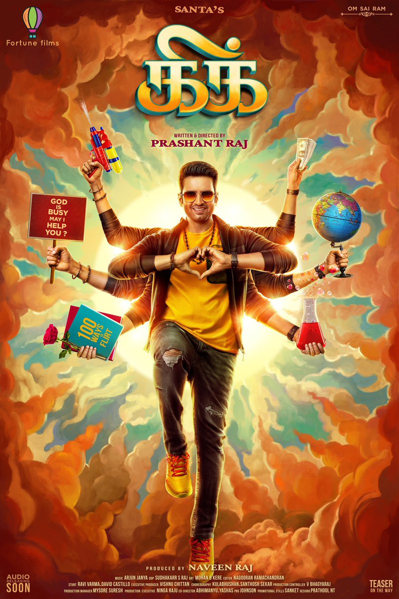 PreethamJJ's tweet photo. Here is the first look poster of  partner @iamsanthanam #SANTA15, titled #KICK 😍😍👍All the best to the team!

#KickFirstLook #SantasKick  @iamprashantraj @TanyaHope_offl @raginidwivedi24 @ArjunJanyaMusic @iamnaveenraaj @Fortune_films #ProductionNo10 @johnsoncinepro @PreethamJJ https://t.co/ORqwQGx8tr