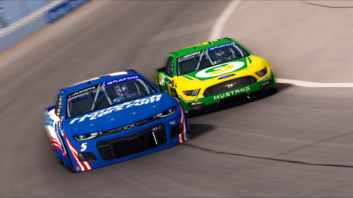 GoatcoCupSeries's tweet photo. Kevin Harvick and Kyle Larson making laps getting ready Thursday's race at Chicagoland

Race - 7:30est on MMCS 
#NR2003 #NASCAR #NR2003GCS https://t.co/nEIYqFBwNv