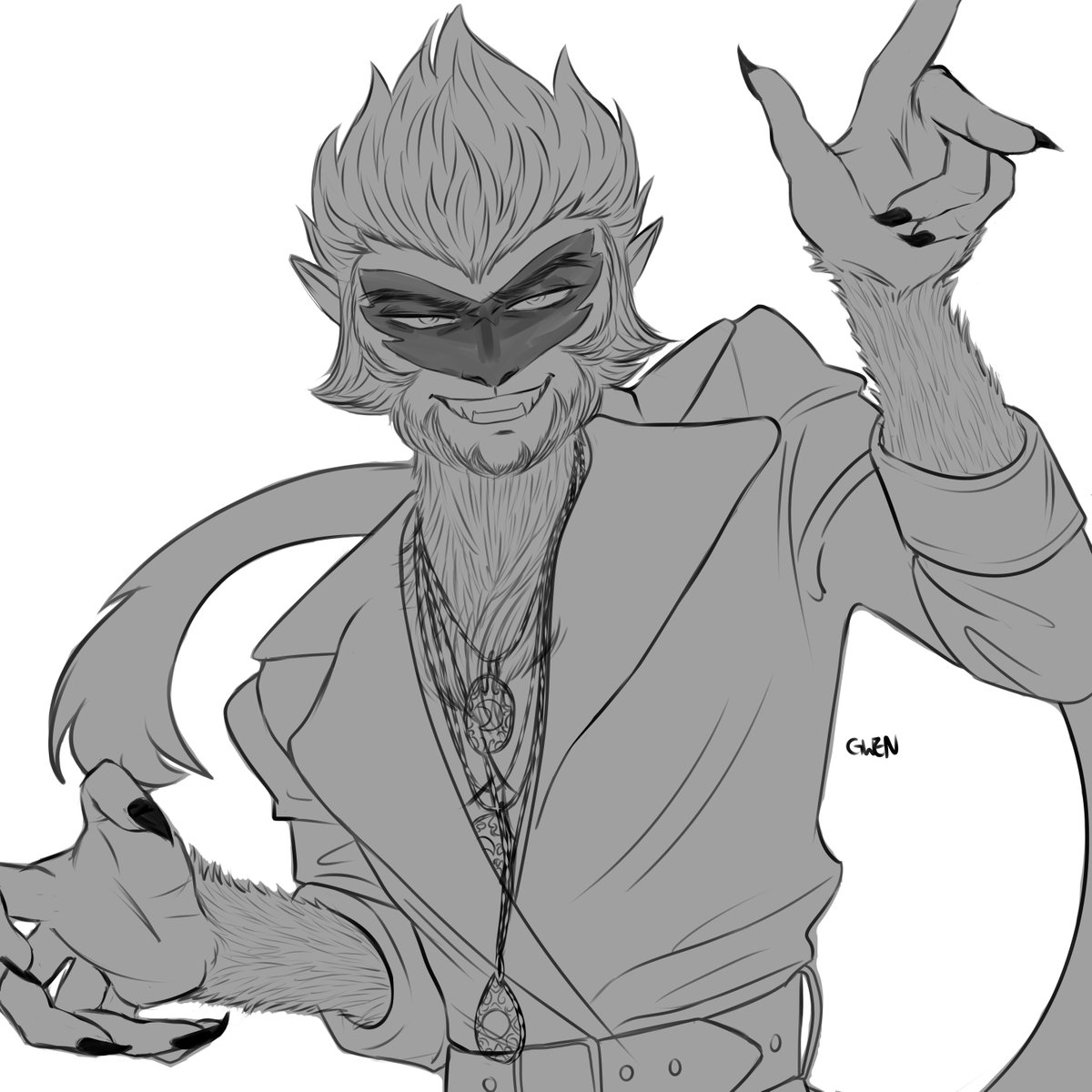 Suited shadow monkey! bling bling?

#LMKFanart #LMKMacaque #LMK