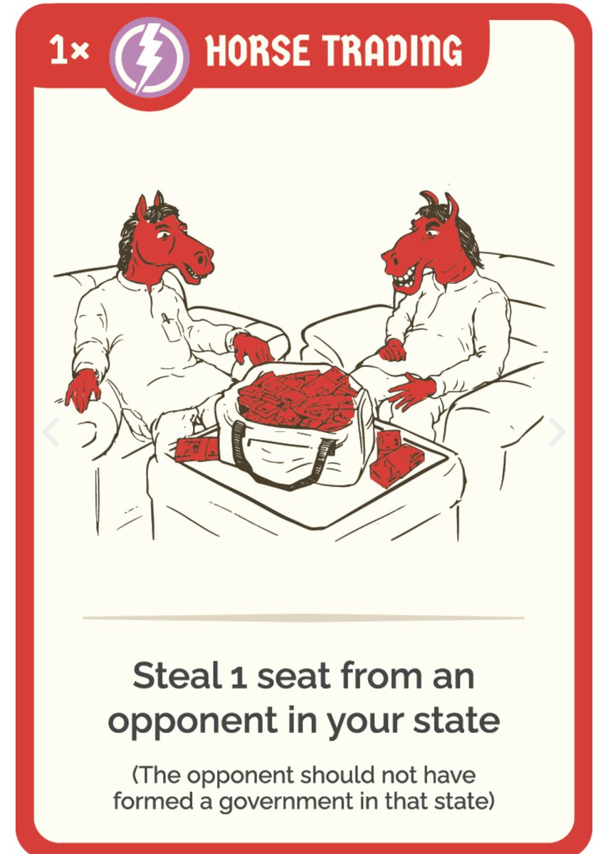 Sarkaar_game's tweet photo. @ThePrintIndia @Salaria_Shikha1 Sounds like it’s time for some horse trading. A very powerful card especially when you are playing sarkaar. Order now at https://t.co/rwltAZtRAs https://t.co/6lxzDiBtuJ