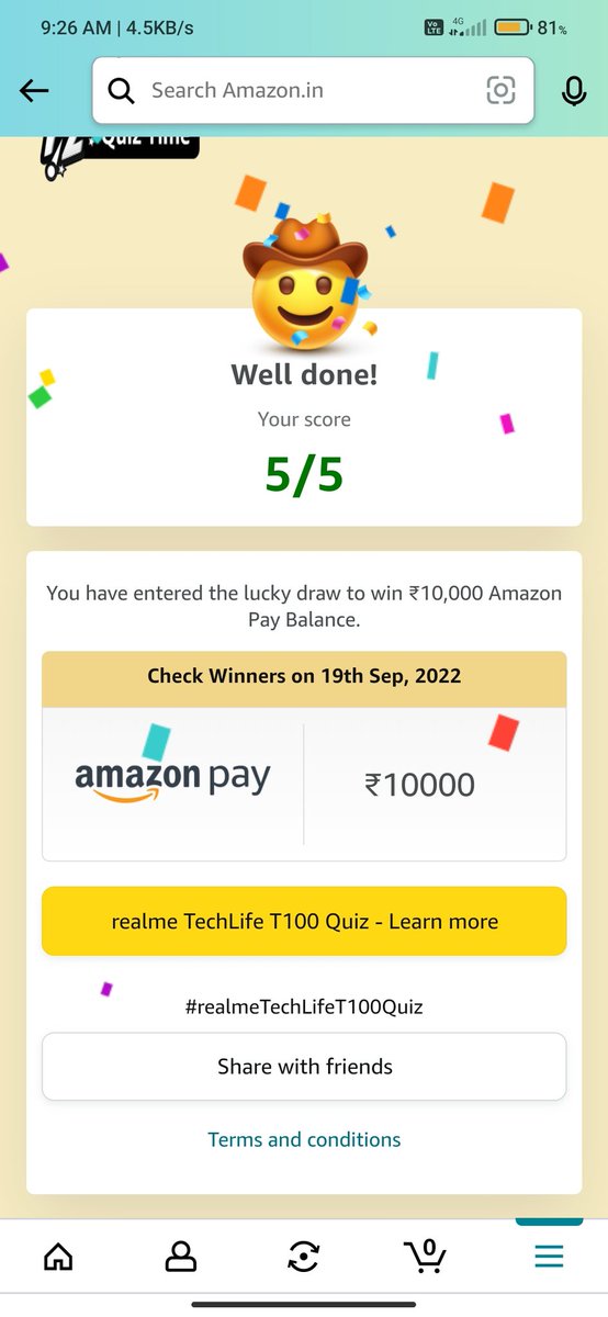 _Rohithkrishna's tweet image. I played this interesting Quiz on Amazon-Play games at Amazon FunZone  amazon.in/game/share/g1E…
@amazonIN, @realmeIndia, @realmeTechLife #realmeTechLifeT100 #ListenInFullColour