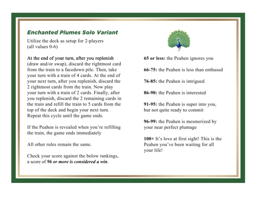 Someone recently uploaded a printable reference card to <a href="/BoardGameGeek/">BoardGameGeek</a> for the solo rules I released for #EnchantedPlumes and designed it to fit nicely in the box!

Download: boardgamegeek.com/filepage/24615… media.discordapp.net/attachments/82…