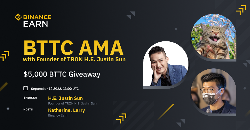 binance's tweet photo. Join us on #Binance Live for a @BitTorrent AMA with @justinsuntron and the Binance Earn team!

🗓️ September 12, 2022
⏰ 13:00 UTC
 
There will be $5,000 in #BTTC to be won - read the thread to see how to participate!

Set a reminder ⤵️