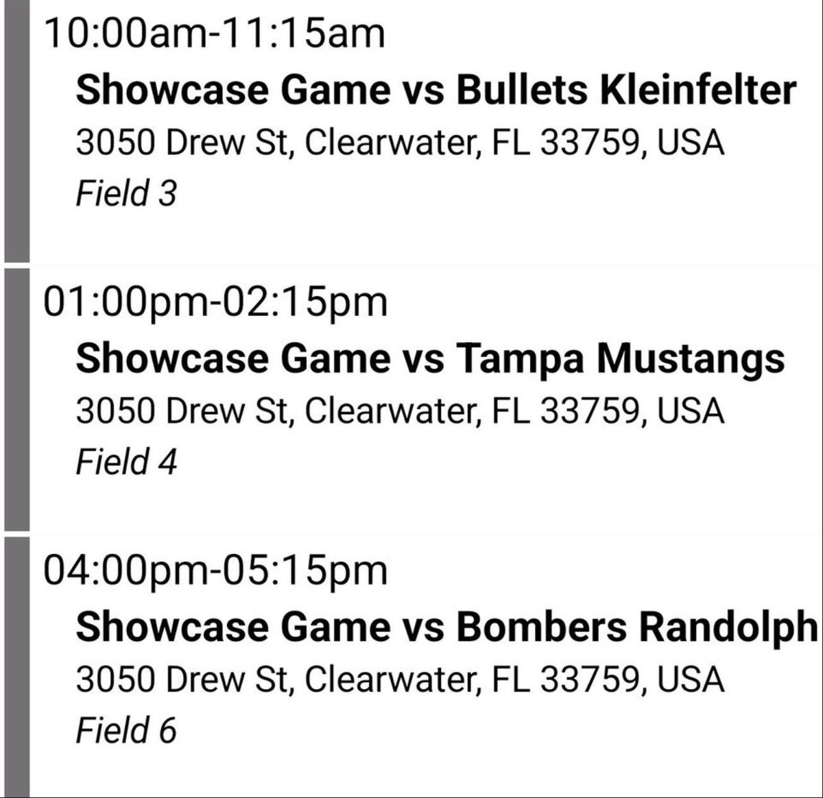 TNTFloridaBlack's tweet photo. Sunday schedule 🧨 @USFSoftball @FSC_Softball @fswsoftball @BarryUSoftball @StetsonSoftball @SaintLeoSB @spcsoftball @WebberSoftball @SEUFireSoftball @Tampa_Softball @SCFSoftball @FGCU_Softball @LSSCSoftball @FloridaTechSB @UCF_Softball @STU_Softball @SailfishSB @NSU_Softball https://t.co/r03fAWdgV4