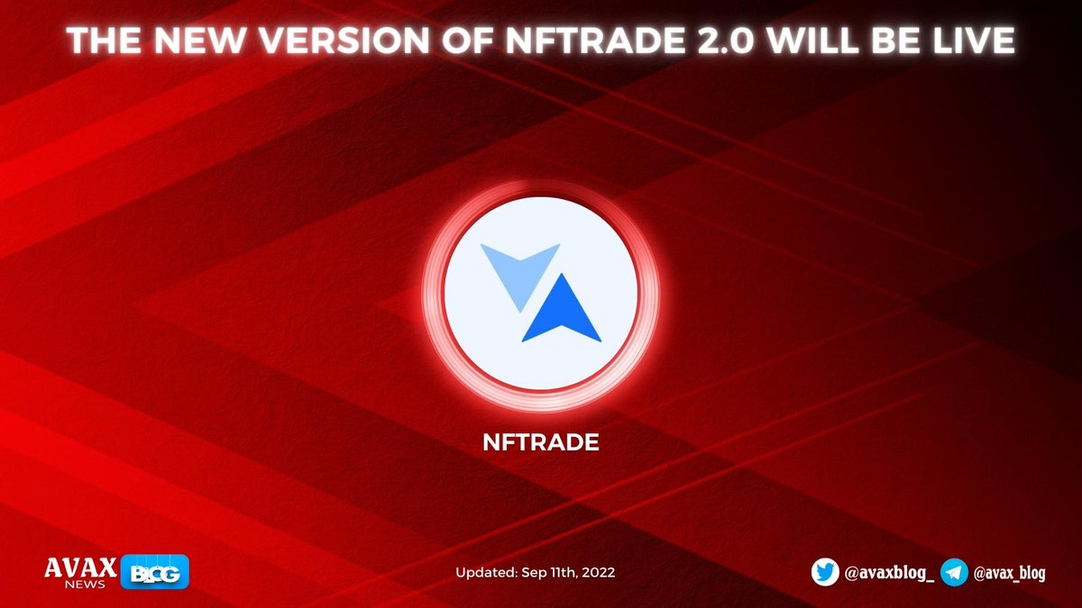 avaxblog_'s tweet photo. 🥳The new version of @NFTradeOfficial 2.0 will be live

🤩This version will contain great features that have never been seen or used in other #NFT platforms
🤩NFTrade 2.0 is filled with numerous ground-breaking improvements for the industry

#AVAXBlog #AVAX $AVAX #NFTrade #Web3 https://t.co/WkcTkMnebO