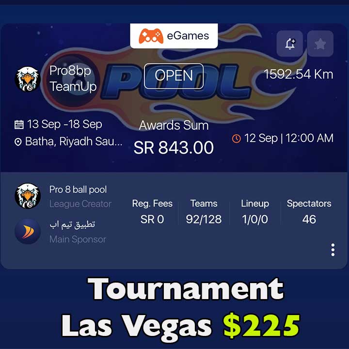 Tournament Las Vegas $225 8ballpoolrewardlinks.com/2022/09/las-ve…