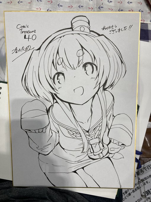 スケブ代わりに色紙頼まれた際に興が乗ったのでペン入れまでカリカリと 