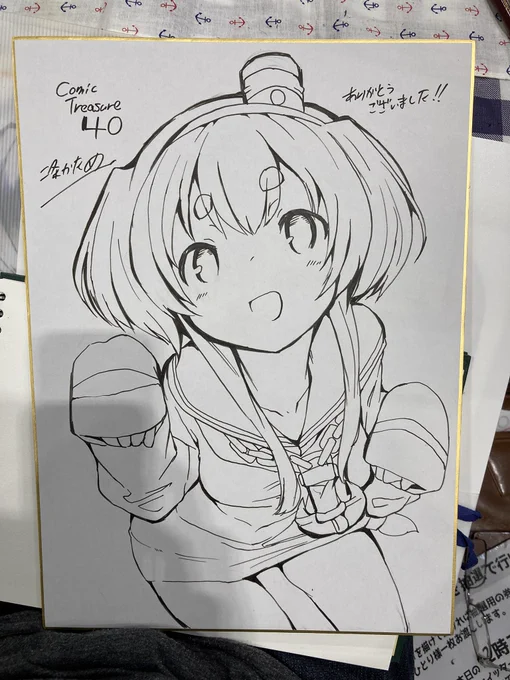 スケブ代わりに色紙頼まれた際に興が乗ったのでペン入れまでカリカリと 