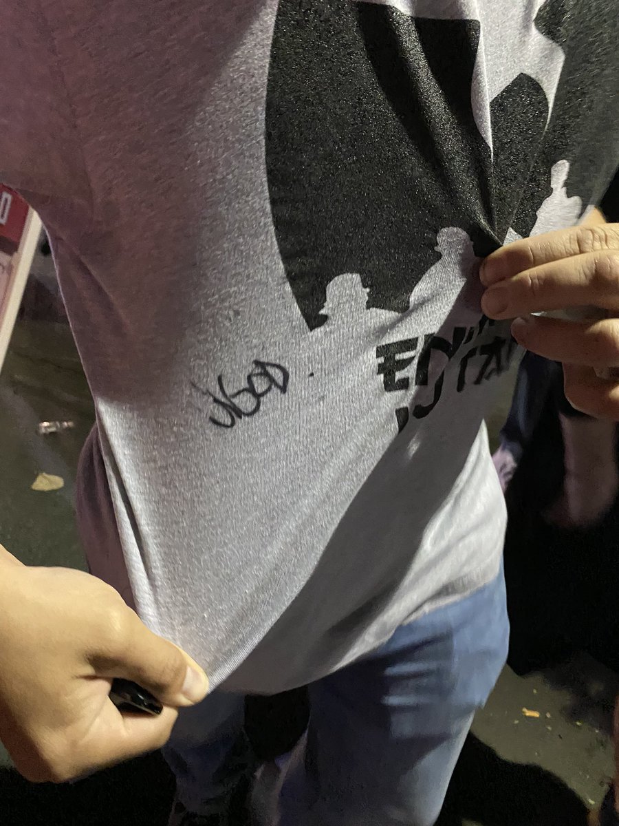 Stephan97314779's tweet photo. Best night in a long time! We got to see #WuTang #nas #bustarhymes in concert lastnight. Also a picture with Young Ole Dirty Bastard and an autograph from #UGOD! Great memories. Show was fire 🔥 https://t.co/dqaLrNSgLO