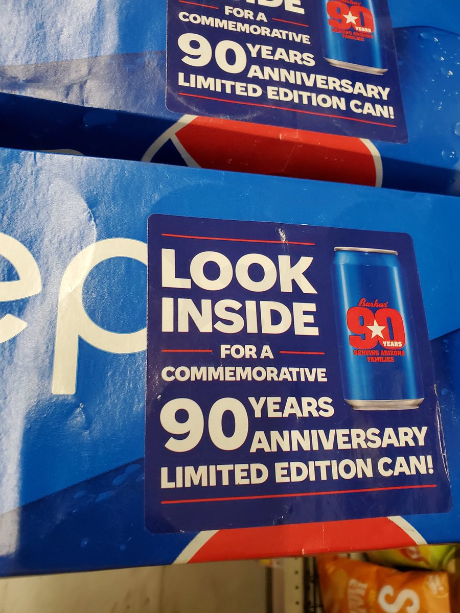 macoan's tweet photo. Traveling through Flagstaff, AZ... picking up some Bashas' 90th anniversary cans by Nackard Pepsi. #bashas #pepsi #cancollector #cancollection @BashasMarkets @NackardPepsi @pepsi https://t.co/zAIRLeyEBW