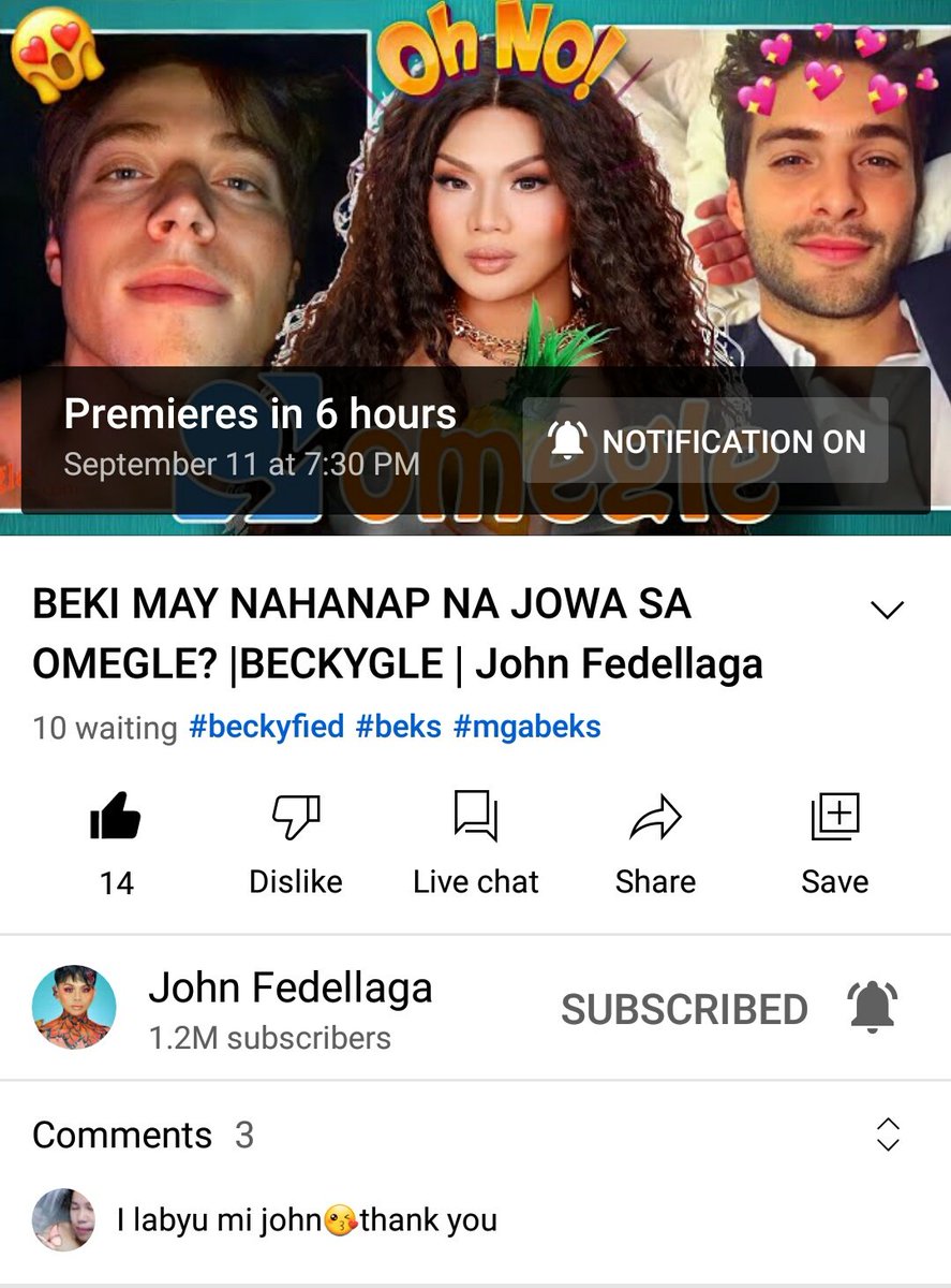 johnnfedellaga's tweet photo. Yes! New video will be premiering later at 7PM ♥️ See you there!! 😊
#JohnFedellaga https://t.co/oUomG2176I https://t.co/prsnRuKv0P