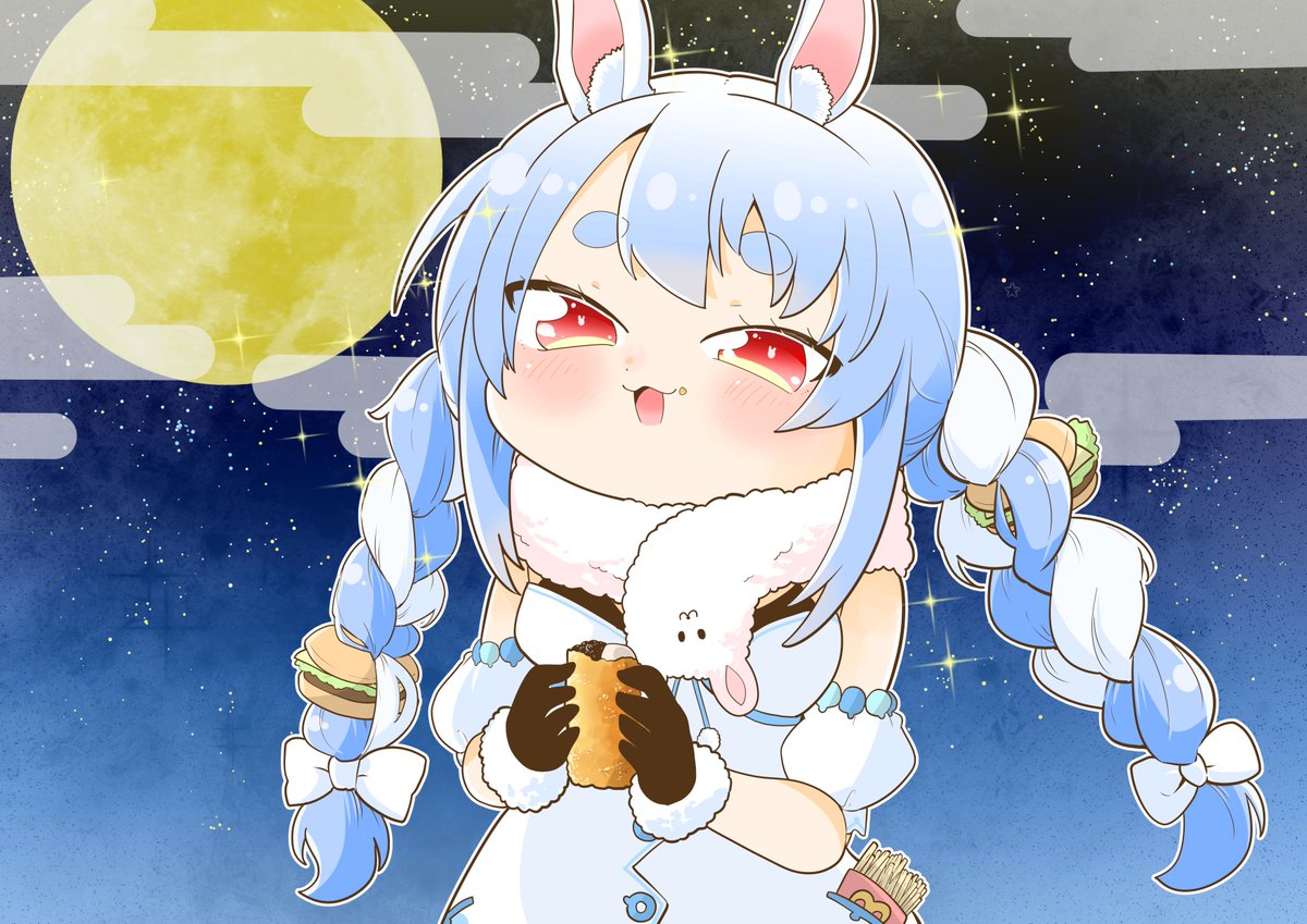 兎田ぺこら 「月見パイのあまりの美味しさに気絶しそうになってるのかわいすぎた #ぺこらーと」|矢尾いっちょのイラスト