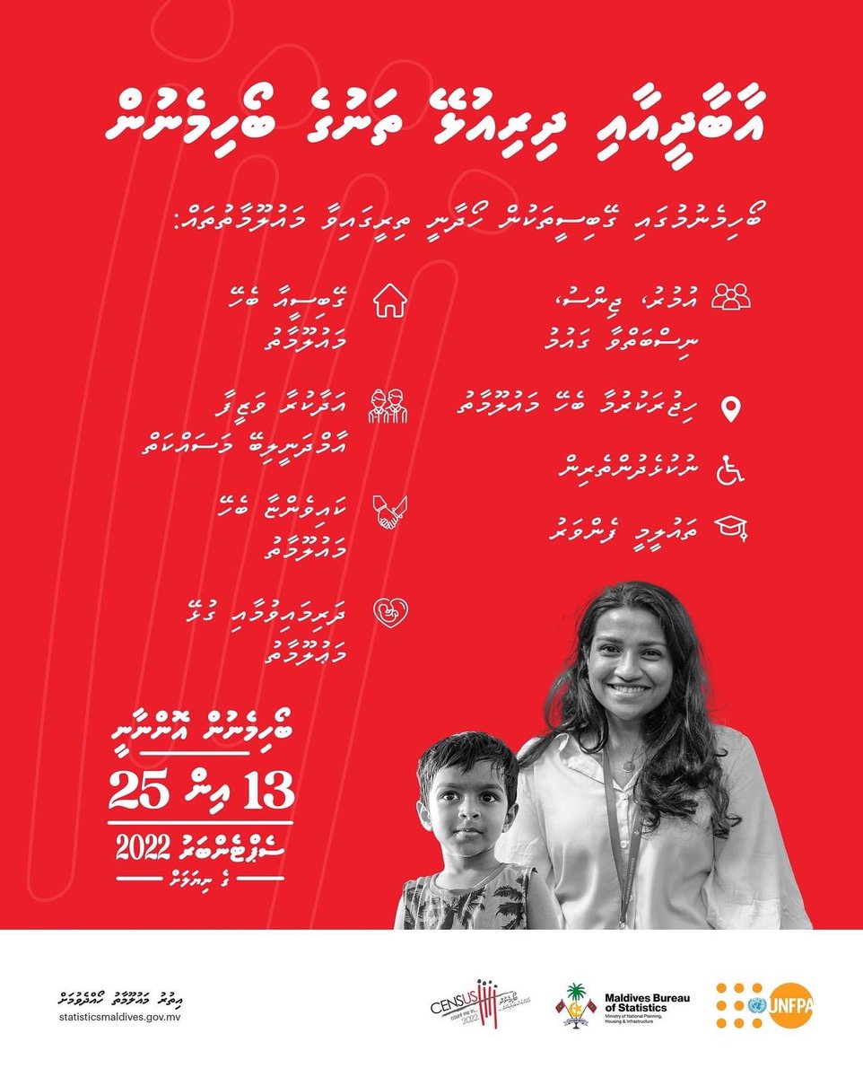 UNFPAMaldives's tweet photo. ބޯހިމެނުމުގައި ރާއްޖޭގައި ދިރިއުޅޭ ހުރިހާ ދިވެހިން އަދި ބިދޭސީން ގުނާނެ.
ބޯހިމެނުމުގައި އެމީހަކު ގުނުނުތޯ ޔަޤީންކުރުމަކީ ފަރުދީ ޒިންމާއެއް
އަހަރެން ވެސް ބައިވެރިވާނަން
ބޯހިމެނުން އޮންނާނީ 13 އިން 25 ސެޕްޓެންބަރު 2022 ގެ ނިޔަލަށް.
#AharenVesBaiverivaanan #CountMeIn #Census2022mv https://t.co/AXqDEYQSxN