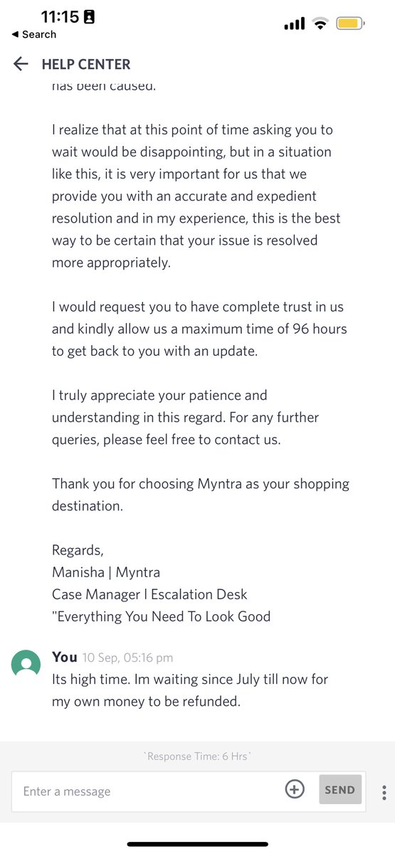 Mr__Freckles's tweet photo. @myntra See what your case managers are saying! You guys are a failure. Learn from service of @TataCLiQ &amp; @AJIOLife https://t.co/6W76B28UgU