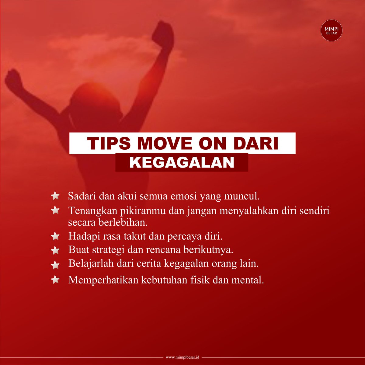 Move on dari kegagalan adalah salah satu hal yang berat yg pernah dialami seseorang. Saat dimana kamu memperjuangkan segala halnya dengan setengah mati &amp; semua halnya hilang begitu saja hingga terasa sia-sia
Tetapi,gagal dibeberapa hal bukan berarti kita gagal dalam segala hal ya