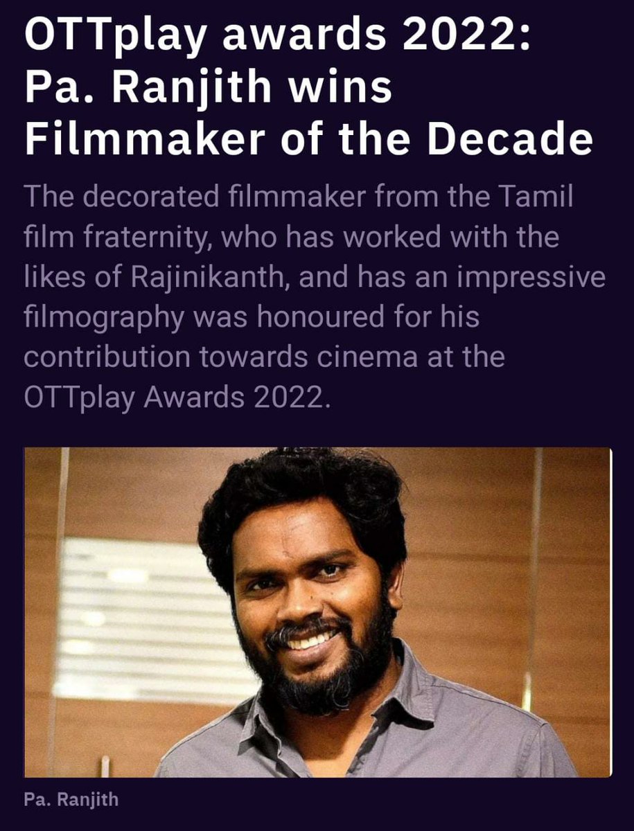 officialneelam's tweet photo. Congratulations @beemji sir on winning the filmmaker of the decade award at the OTT play award 2022 ✨ https://t.co/Jqy190kqOt