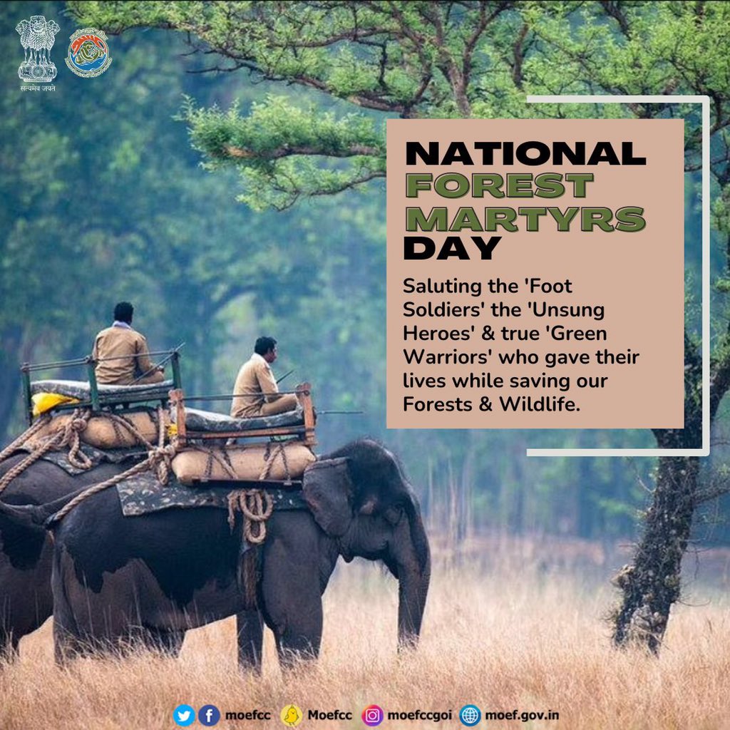 moefcc's tweet photo. Salute to those #ForestMartyrs who sacrificed their lives for the protection and conservation of our forests and wildlife. 
Generations remain indebted to you for your sacrifice. #ForestMartyrsDay https://t.co/h7NJUSIoHH